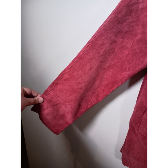 Jessica Holbrook Womens Red Suede Leather Jacket Western Pockets Size Medium - Picture 8 of 14